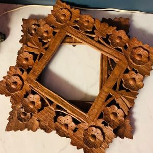 Wood Flower Engraved Picture Frames